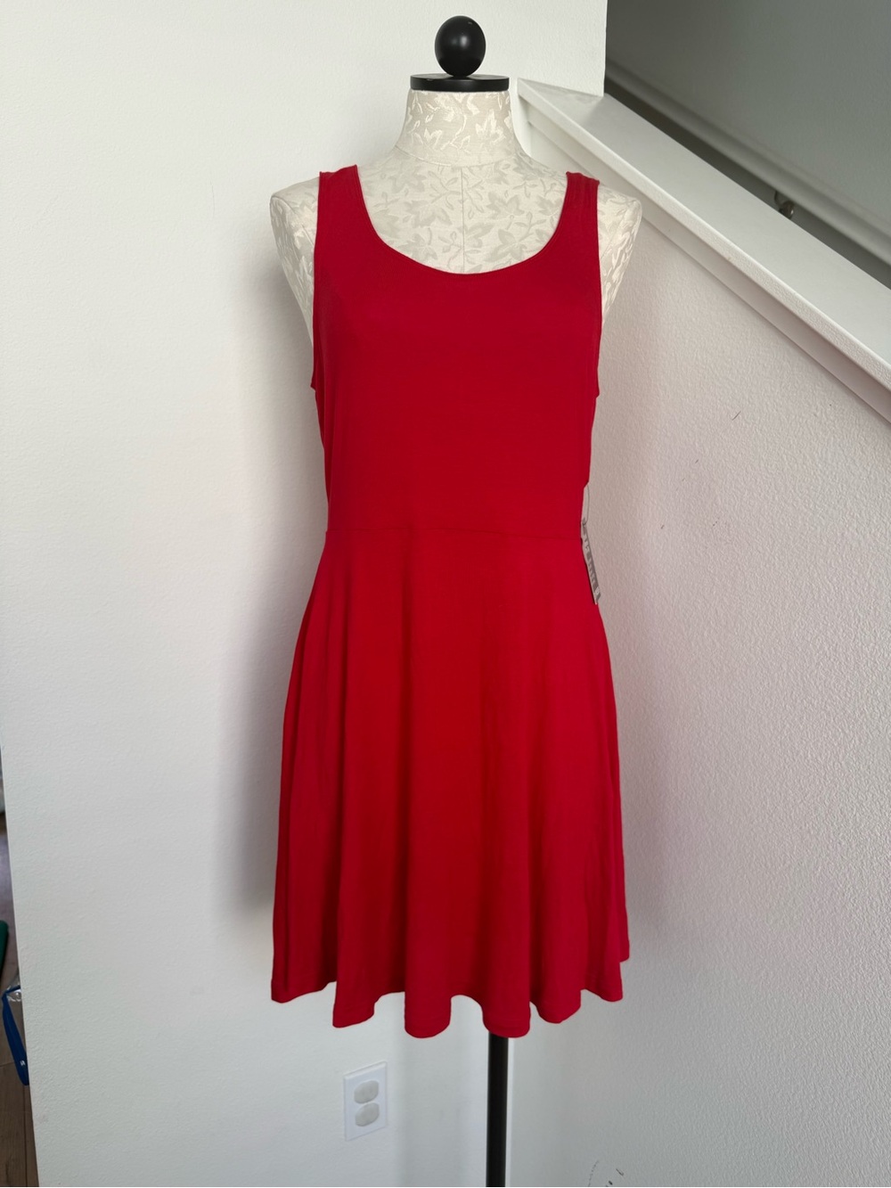 NWT New Express Red Mini Dress Large Sleeveless Fit And Flare Skater Fairy